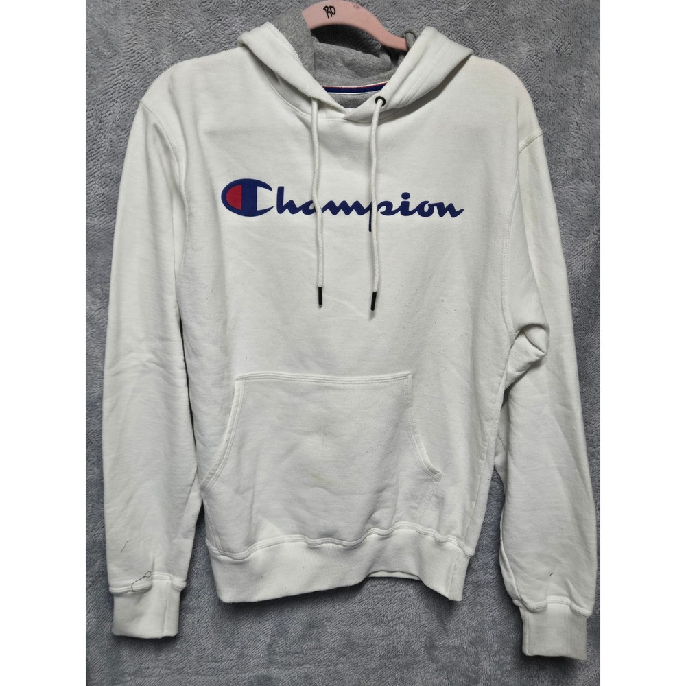 Champion Authentic Athleticwear White Script Logo Pullover Hoodie Small